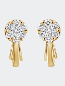 14K Yellow Gold 3/4 Cttw Diamond Floral Cluster Drop and Dangle Stud Earrings