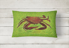 Load image into Gallery viewer, 12 in x 16 in  Outdoor Throw Pillow Crab on Green Canvas Fabric Decorative Pillow