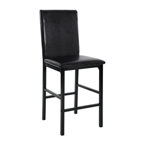 Jemez 40.75 in. Metal and Black Full Back Metal Frame Dining Bar Stool with Faux Leather Seat - Set of 4