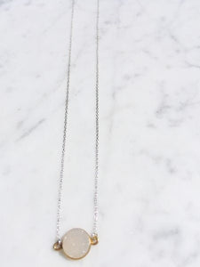 Mrs. Parker Simple Chain Necklace in White Druzy