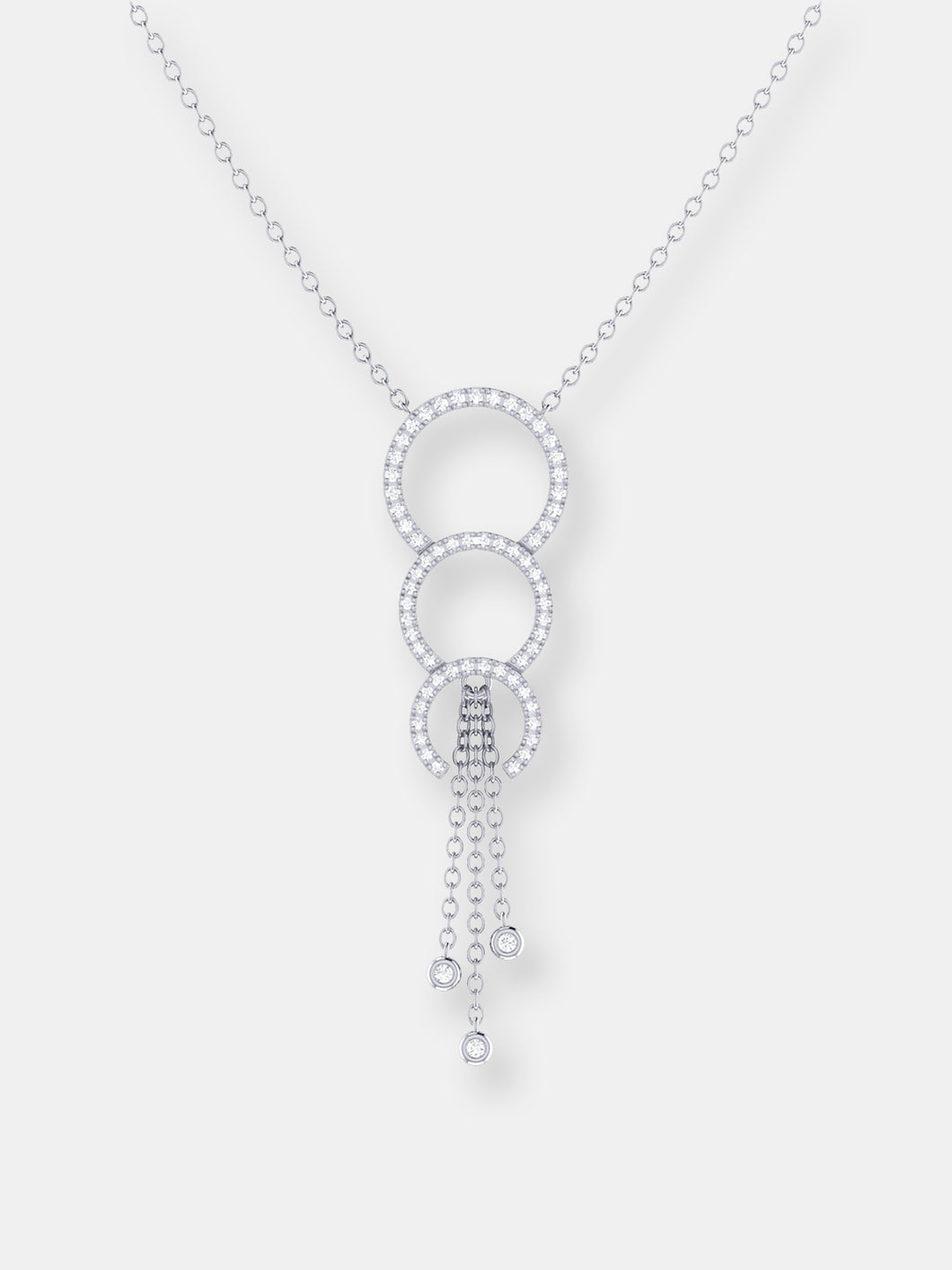 Chandelier Circle Trio Bolo Adjustable Diamond Lariat Necklace in Sterling Silver