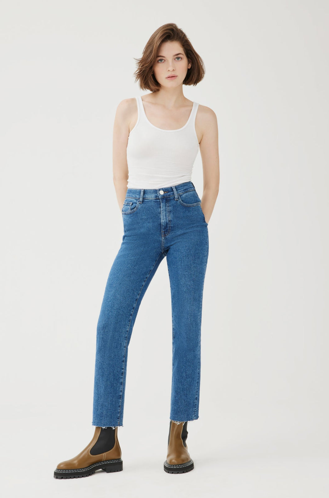 ASE - High Rise Straight Jeans - Pacific