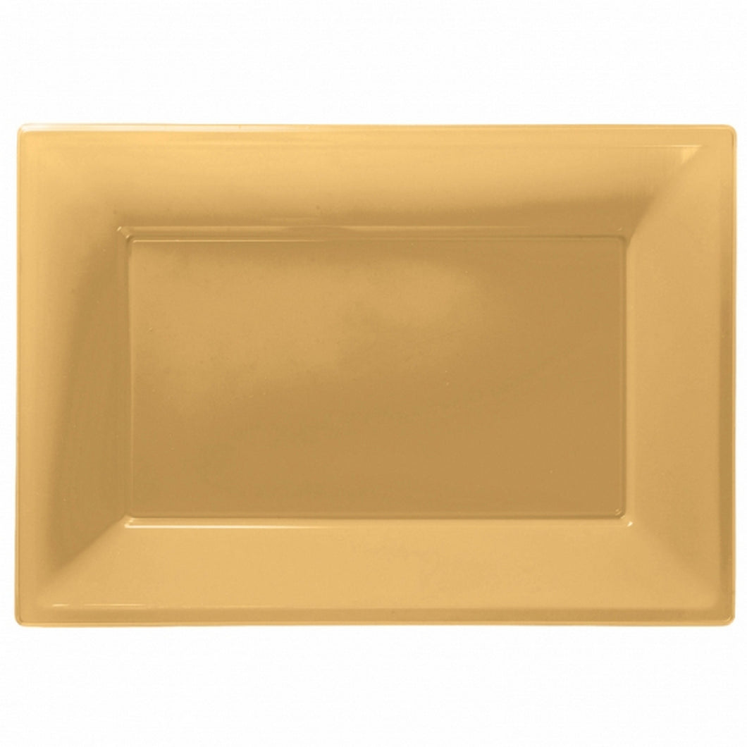 Amscan Plastic Rectangular Party Platters (Pack Of 3) (Gold) (One Size)