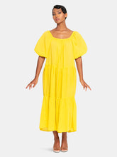Load image into Gallery viewer, Rosemary Dotted Cotton Dress In Sunflower Yellow