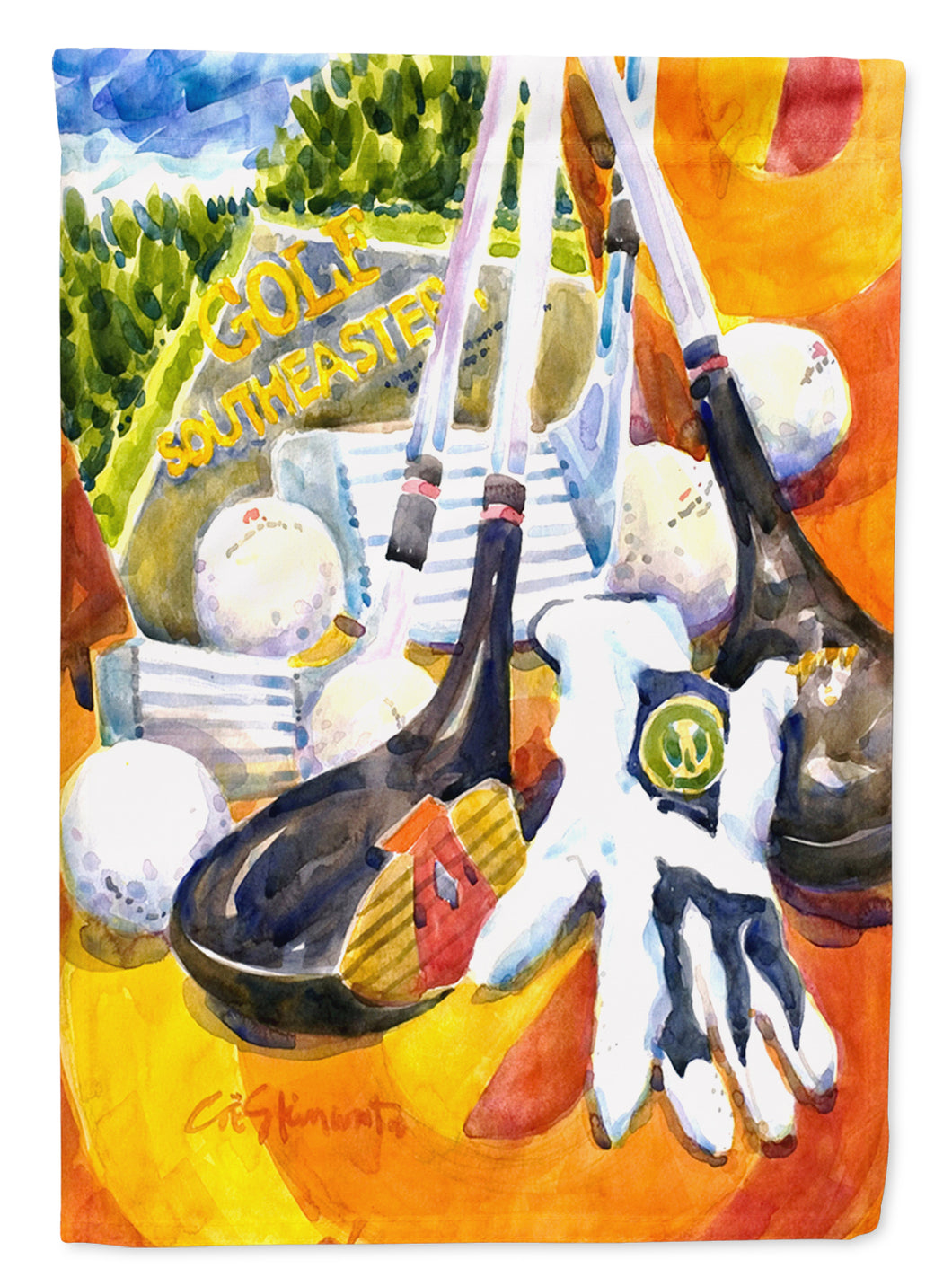 11 x 15 1/2 in. Polyester Golf Clubs, Ball and Glove Garden Flag 2-Sided 2-Ply