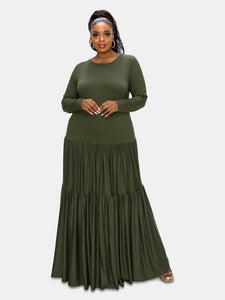 Tiered Maxi Dress with Long Sleeves