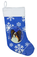 Load image into Gallery viewer, Papillon Winter Snowflakes Holiday Christmas Stocking