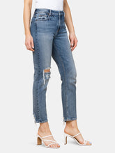 Load image into Gallery viewer, Zoey Dark Wash Distressed Super Soft Mom Jean