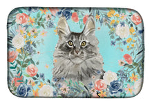 Load image into Gallery viewer, 14 in x 21 in Maine Coon Spring Flowers Dish Drying Mat