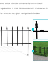 Load image into Gallery viewer, Garden Fence Decorative Outdoor Lawn Edging Border 5 Panels Roman Design Black