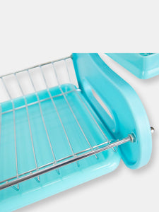 2 Tier Plastic Dish Drainer, Turquoise