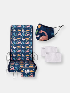Airplane Travel Set in Dinosaur - Seat Cover, Kids Mask & 2 Filters