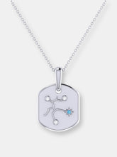 Load image into Gallery viewer, Sagittarius Archer Blue Topaz &amp; Diamond Constellation Tag Pendant Necklace In Sterling Silver