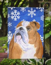 Load image into Gallery viewer, Bulldog English Winter Snowflakes Holiday Garden Flag 2-Sided 2-Ply