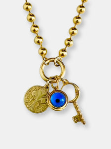 Evil Eye Cabochon Charm Necklace