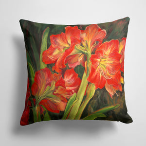 14 in x 14 in Outdoor Throw PillowAmaryllis by Neil Drury Fabric Decorative Pillow