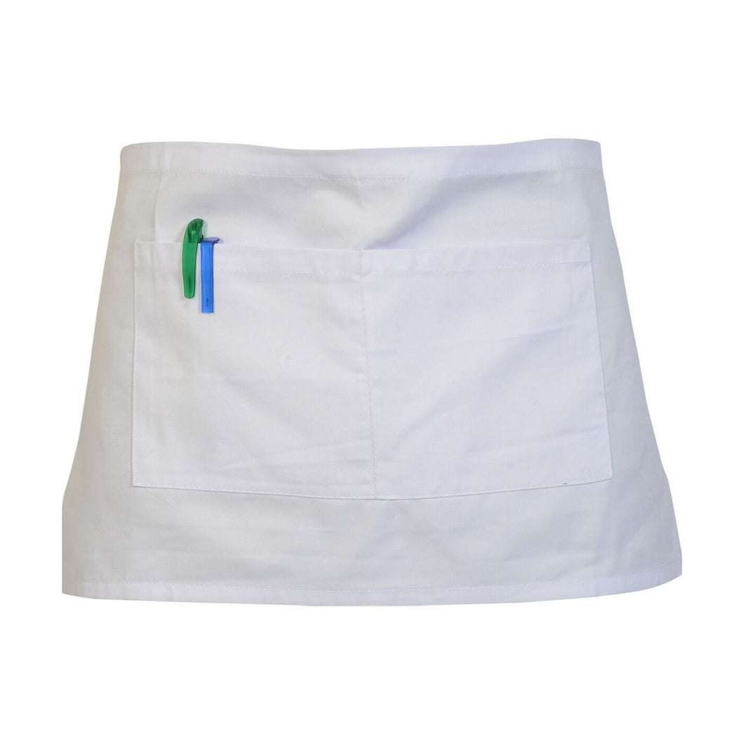 Absolute Apparel Adults Workwear Waist Apron With Pocket (Pack of 2) (White) (One Size)