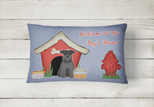 Load image into Gallery viewer, 12 in x 16 in  Outdoor Throw Pillow Dog House Collection Miniature Schnauzer Black Canvas Fabric Decorative Pillow