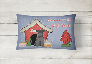 12 in x 16 in  Outdoor Throw Pillow Dog House Collection Miniature Schnauzer Black Canvas Fabric Decorative Pillow