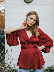 Juno Kimono Top / Scarlet Red Silk