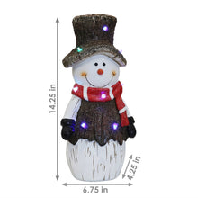 Load image into Gallery viewer, Indoor Rustic Twinkling Snowman Statue with LED Lights