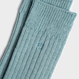 Paper X Superwash Wool Rib Crew Socks - Light Blue