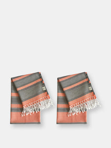 Samara Gray & Orange Turkish Towel - 2 Pack