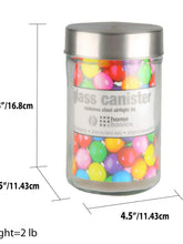 Load image into Gallery viewer, Medium 40 oz. Round Glass Canister with Air-Tight Stainless Steel Twist Top Lid, Clear