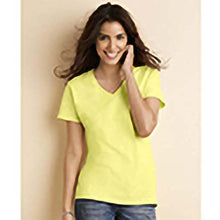 Load image into Gallery viewer, Gildan Womens/Ladies Premium Cotton V-Neck T-Shirt (Cornsilk)