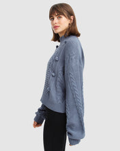 Load image into Gallery viewer, Higher Love Cropped Cable Knit Jumper - Dusty Blue