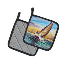 Load image into Gallery viewer, Horn Island Boat Race Sailboats Pair of Pot Holders