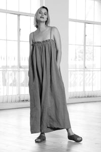 Strap Wide Leg Linen Tencel Jumpsuit