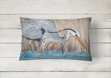 Load image into Gallery viewer, 12 in x 16 in  Outdoor Throw Pillow Blue Heron in the reeds Canvas Fabric Decorative Pillow
