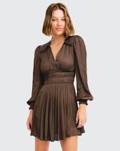 Load image into Gallery viewer, Shine Bright Ruched Mini Dress - Brown