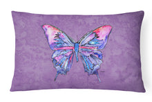 Load image into Gallery viewer, 12 in x 16 in  Outdoor Throw Pillow Butterfly on Purple Canvas Fabric Decorative Pillow