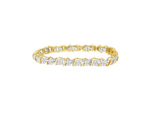 Load image into Gallery viewer, 10K Yellow Gold Round Cut Diamond Square Link Bracelet