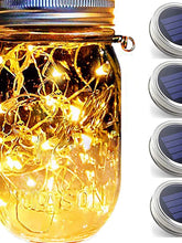 Load image into Gallery viewer, 4 Pks Solar Led Hanging Mason Jar Lids (NO JARS)