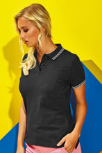 Load image into Gallery viewer, Asquith &amp; Fox Womens/Ladies Classic Fit Tipped Polo (Black/White)