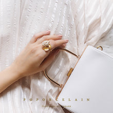 Load image into Gallery viewer, Golden White Cloud Rose Cocktail Ring