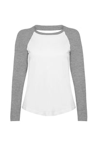 Skinnifit Womens/Ladies Long Sleeve Baseball T-Shirt (White / Heather Gray)