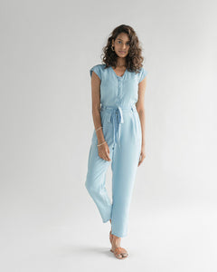 Evening Chai Jumpsuit - Ocean Blue