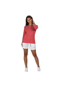 Womens/Ladies Polina Patterned Long-Sleeved T-Shirt - True Red