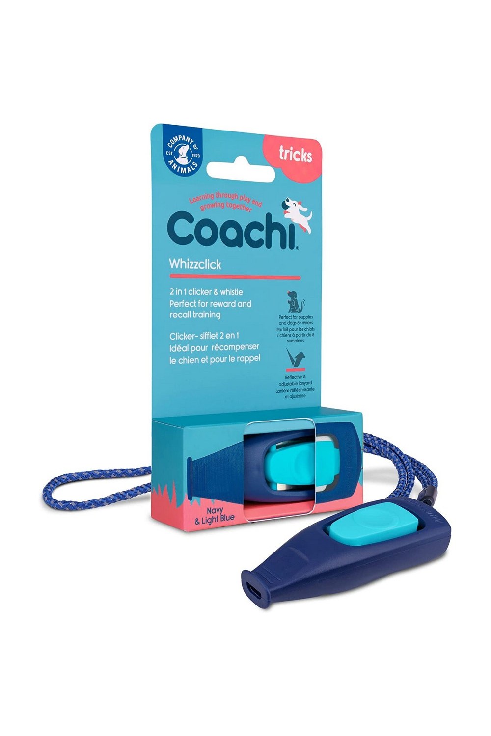 Coachi Wizzclick 2 in 1 Dog Training Clicker - Navy - One Size