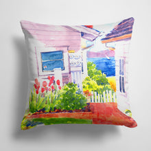 Load image into Gallery viewer, 14 in x 14 in Outdoor Throw PillowBeach View between the Houses Fabric Decorative Pillow