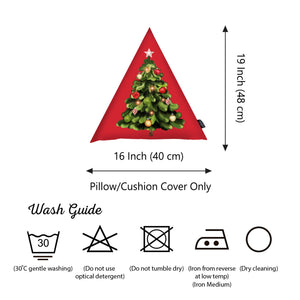 Christmas Tree Decorative Single Throw Pillow 16" x 19" White & Red Triangle For Couch, Bedding
