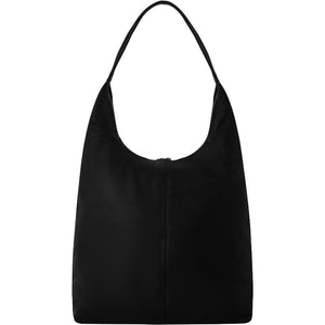 Black Oversized Zip Top Leather Hobo Bag | Bxayy