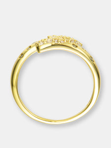 Gold Plated Clear Cubic Zirconia Bypass Ring