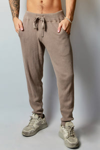 Ribbed Knit Sweatpant in Taupe