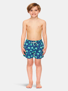 Boys Navy + Spring Green Palms Swim Shorts