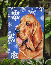 Load image into Gallery viewer, Bloodhound Winter Snowflakes Holiday Garden Flag 2-Sided 2-Ply
